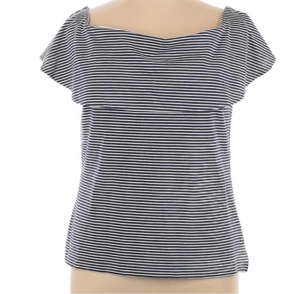Ann Taylor NWT off the shoulder blouse. Nice  fabric. Blue and white stripes.